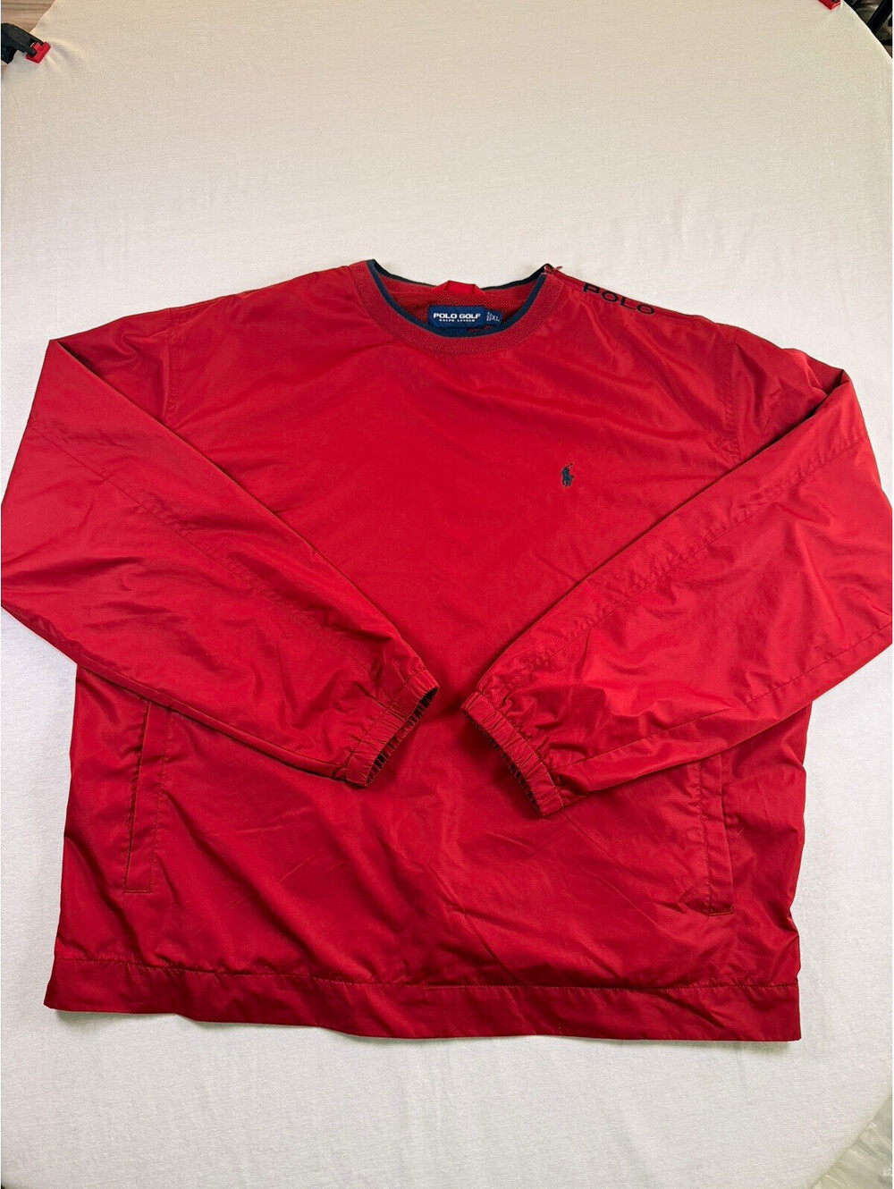 VTG 90s Polo Ralph Lauren Red Pullover Windbreaker Side Zip